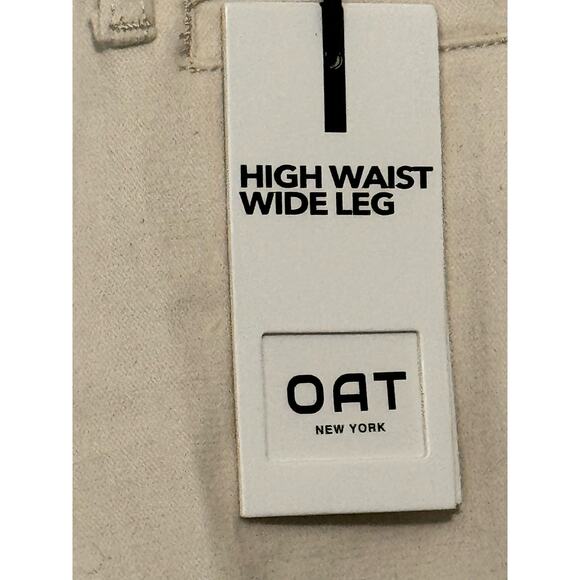 OAT New York High Rise Wide Leg Cropped Pants Beige Women's Size 25 NWT - Picture 8 of 10